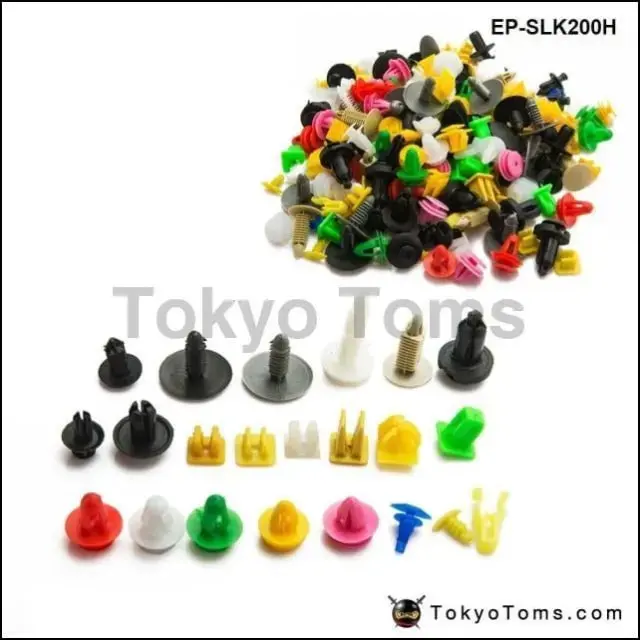 200Pcs/Lot Universal Mixed Auto Fastener Car Bumper Clips Retainer Car Fastener Rivet Door Panel Fender Liner 1