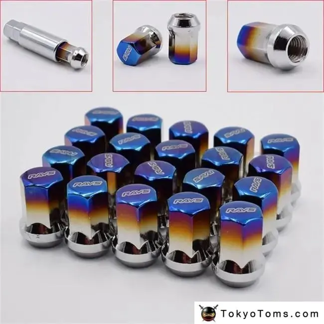 M12x1.5 Stainless Steel Roasted Blue Rays Lug Nuts Wheel Nuts Spline Wheel Lock Nut 1
