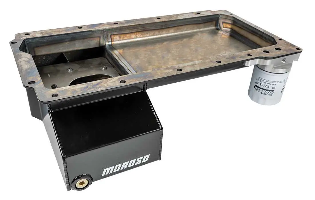 Moroso Ls Front Sump Steel Oil Pan W/Oil Filter Adapter 1