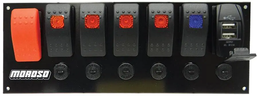 Moroso Rocker Led Switch Panel W/Breakers & Usb Ports 1