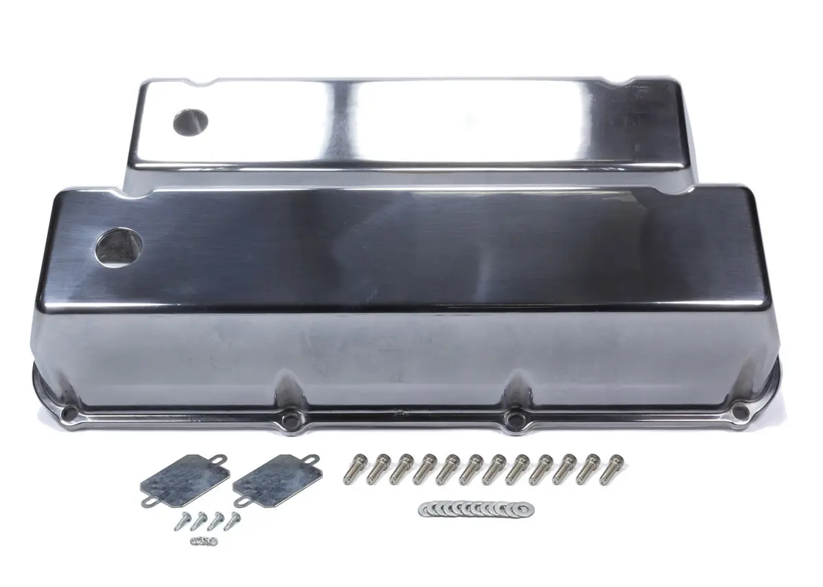 Mr Gasket Bbf Cast Alm Valve Cover Set W/Hole Polished 1