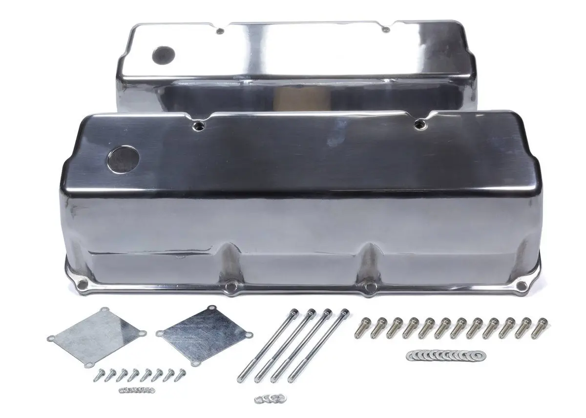 Mr Gasket Bbf Cast Alm Valve Cover Set W/Hole Polished 1