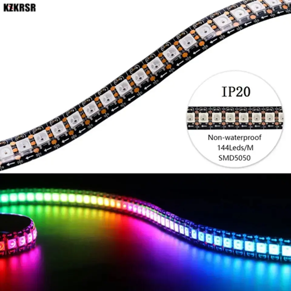 Led Strip Light Smart Led Pixel Colorful Rainbow Waterproof Ip67 Non-Waterproof Ip20 Dc5v Ws2812b Ws2812 - 5050 Rgb 144Leds/M 1