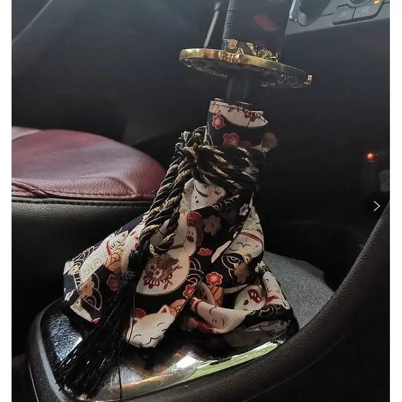 Maneki Neko Cat Black Gear Boot Cover 1