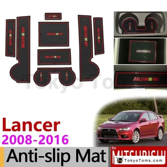 Mitsubishi Lancer 2008 - 2016 Rallyart Evo X Anti-Slip Gate Slot Mat Rubber Cup 1