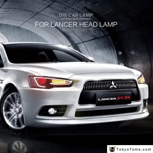 Mitsubishi Lancer & Evo Headlight 2008-2017 Led Drl - Sequential Indicators - Headlights With Demon Eyes 1