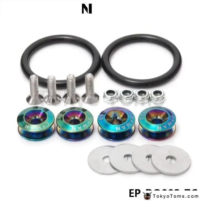 Neo Chrome Jdm Aluminum Quick Release Fasteners Kit Fit For Bumper Trun 1