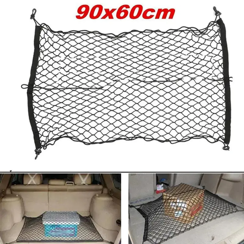 Net Luggage 90X60cm Black Nylon Car Suv Rear Cargo Net Boots Trunk Storage Organizer 1