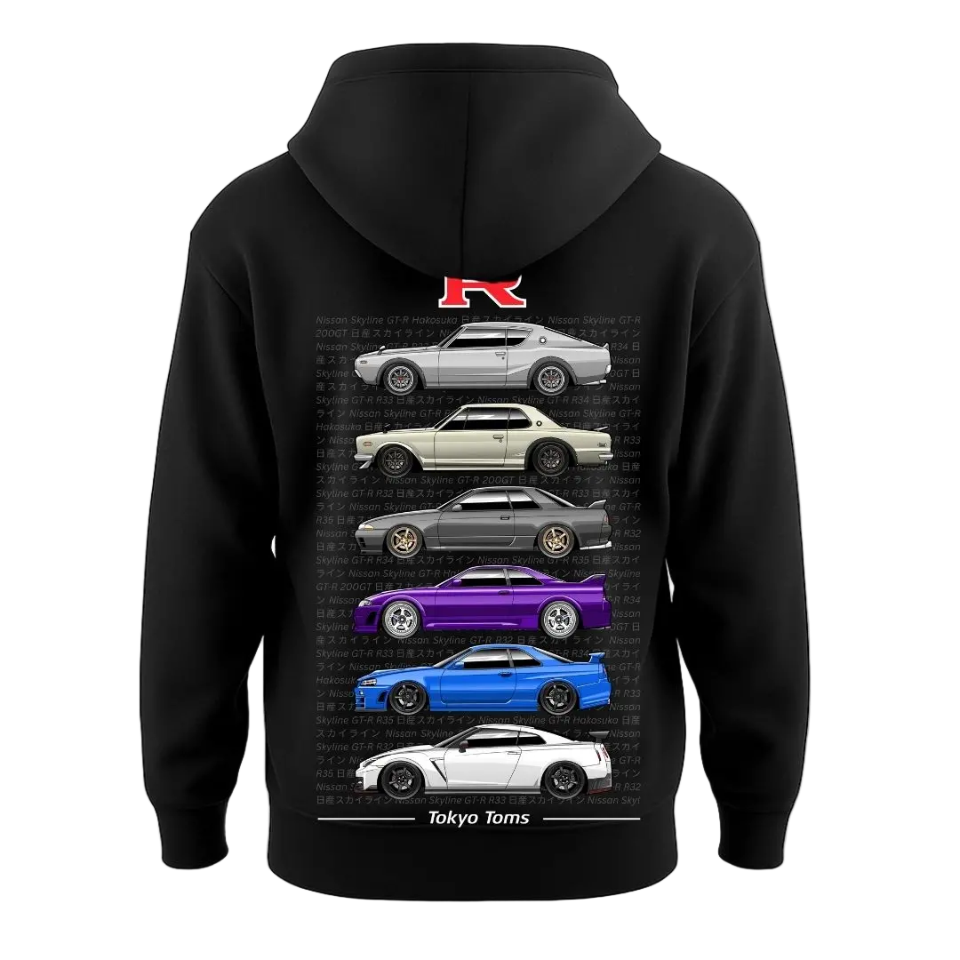 Nissan Skyline Gt-R C110 Hakosuka To R35 Generations Hoodie 1