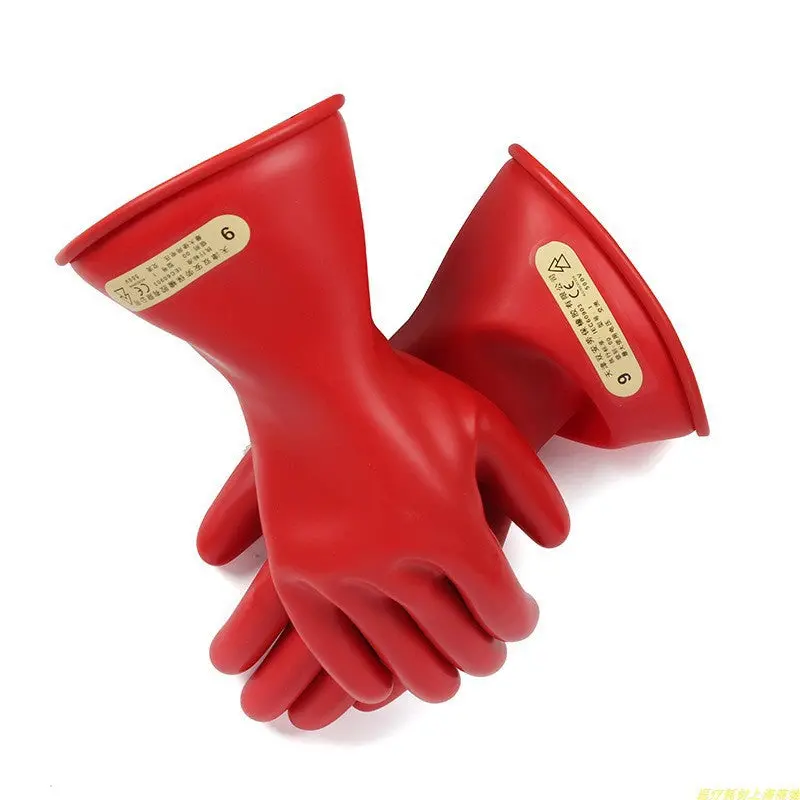 Shuangan Red Latex Electrical Safety Insulating Gloves 1000V Class 0 Size 9 1
