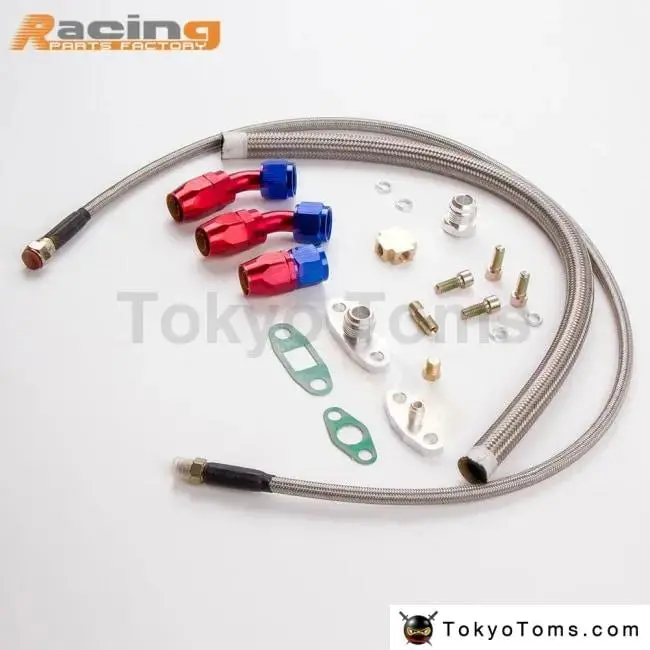 Oil Feed Return Line T3 T4 T70 T66 T04e Oil Cooled Turbocharger Turbo  Hose Oil Feed + Oil Return Line Hose Kit 1