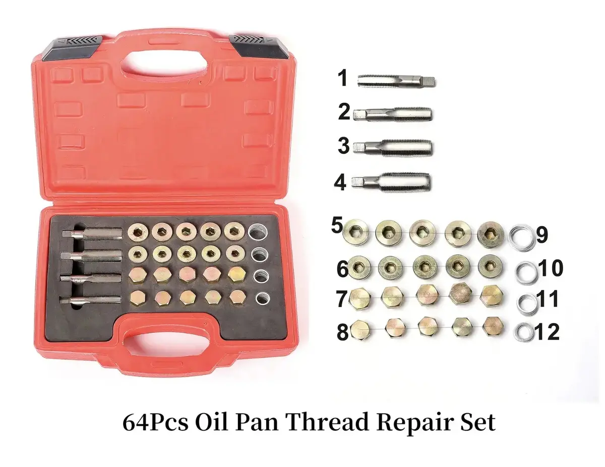 Oil Drain Sump Plug Differential Gear Box Damaged Thread Repair Kit 64Pcs 1