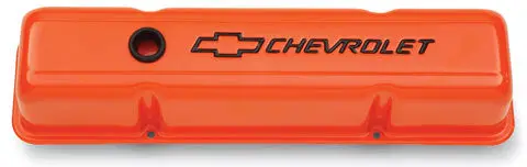 Sbc Valve Covers - Tall W/Baffle - Orange 1