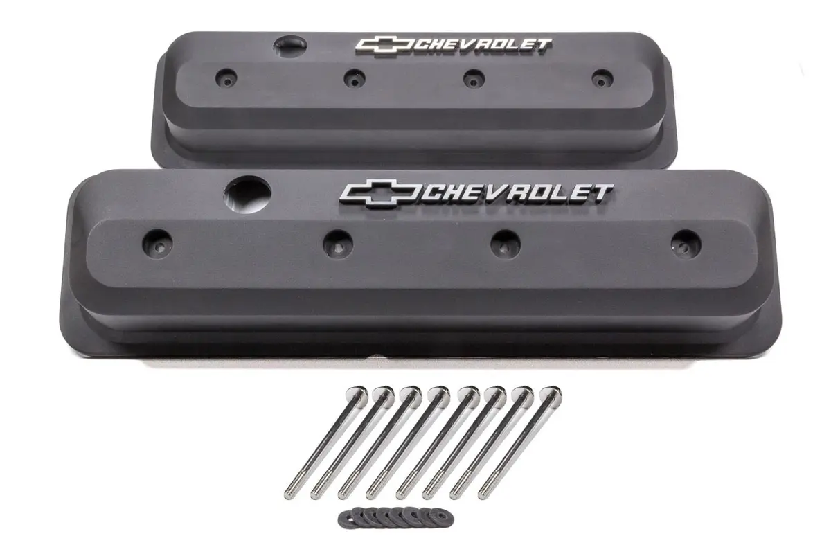 Sbc Valve Cover Slant Edge Black Crinkle 1