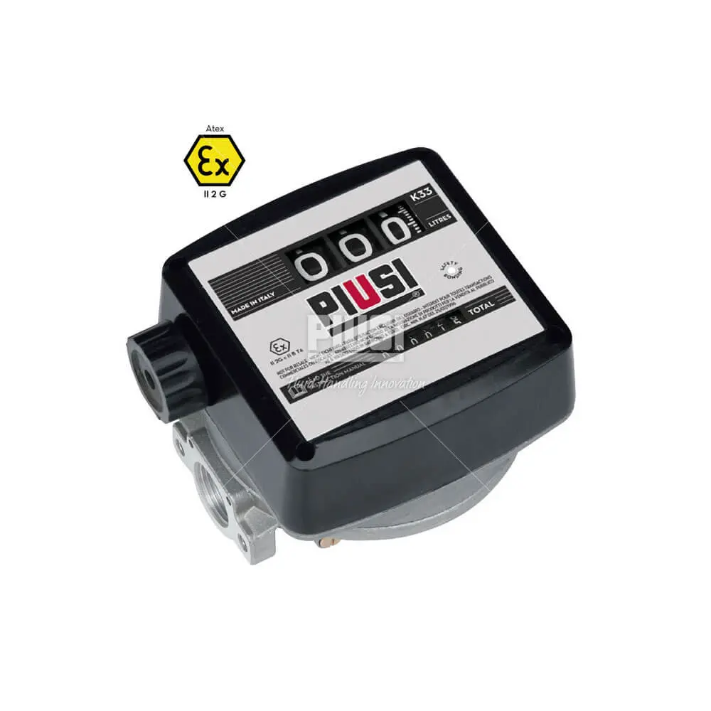 Piusi Mechanical Flow Meter K33 Atex - 25Mm Ff 20-120Lpm Litre Display - Suitable For Petrol 1