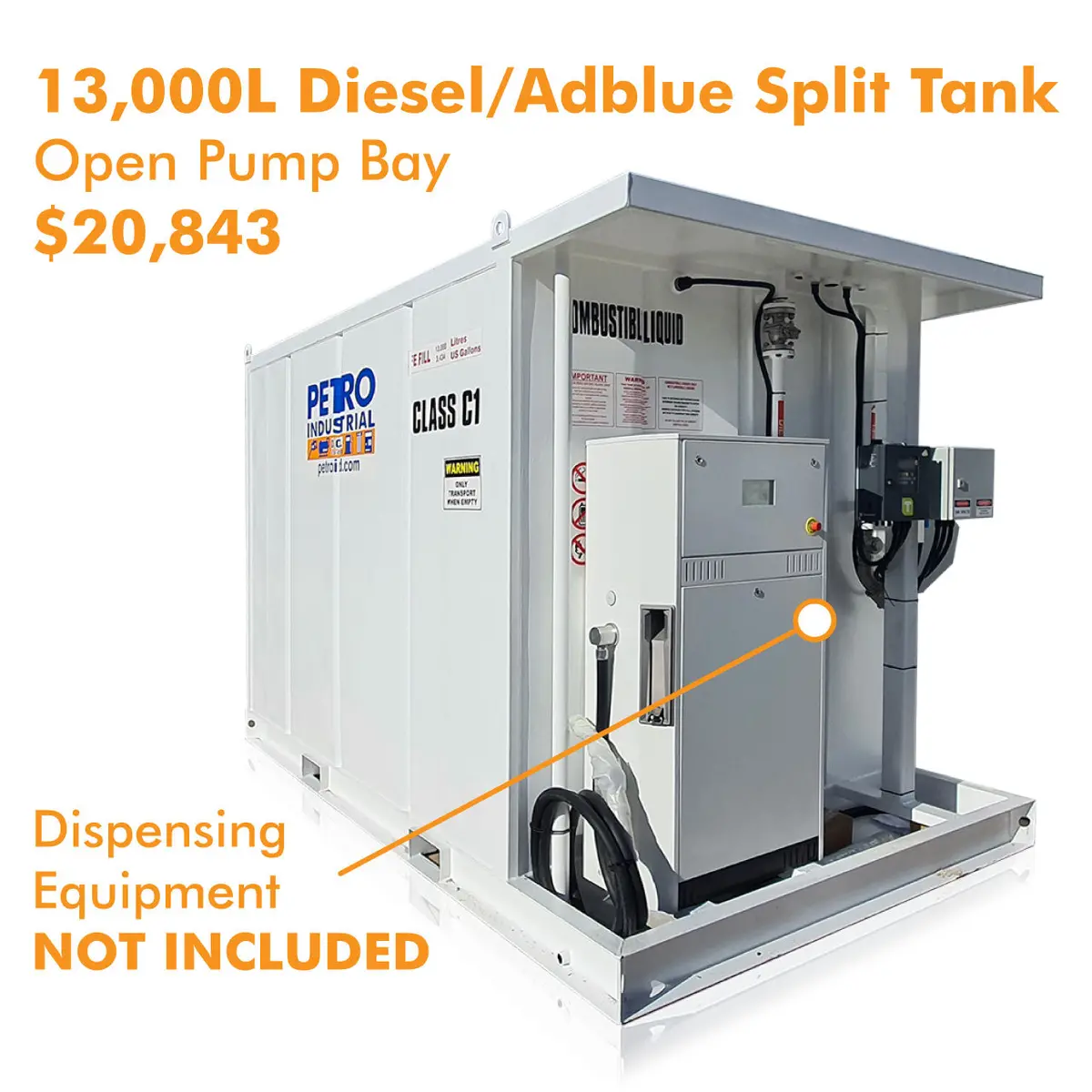 Petro 13,000L Store Tank With Open Pump Bay – Diesel/Adblue Split Tank 1