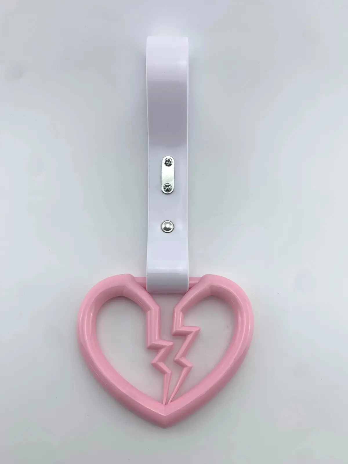 Pink Broken Heart Tsurikawa White Pvc Strap 1