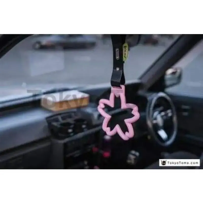 Pink Sakura Blossom Black Strap Tsurikawa 1