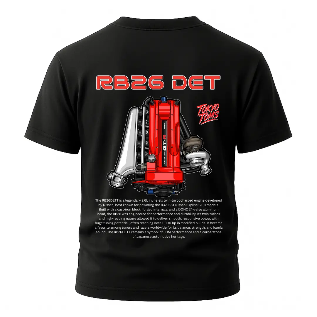 Nissan Rb26 Det V2 Red - Unisex T-Shirt - Car Enthusiast - Drifting Drag Jdm 1