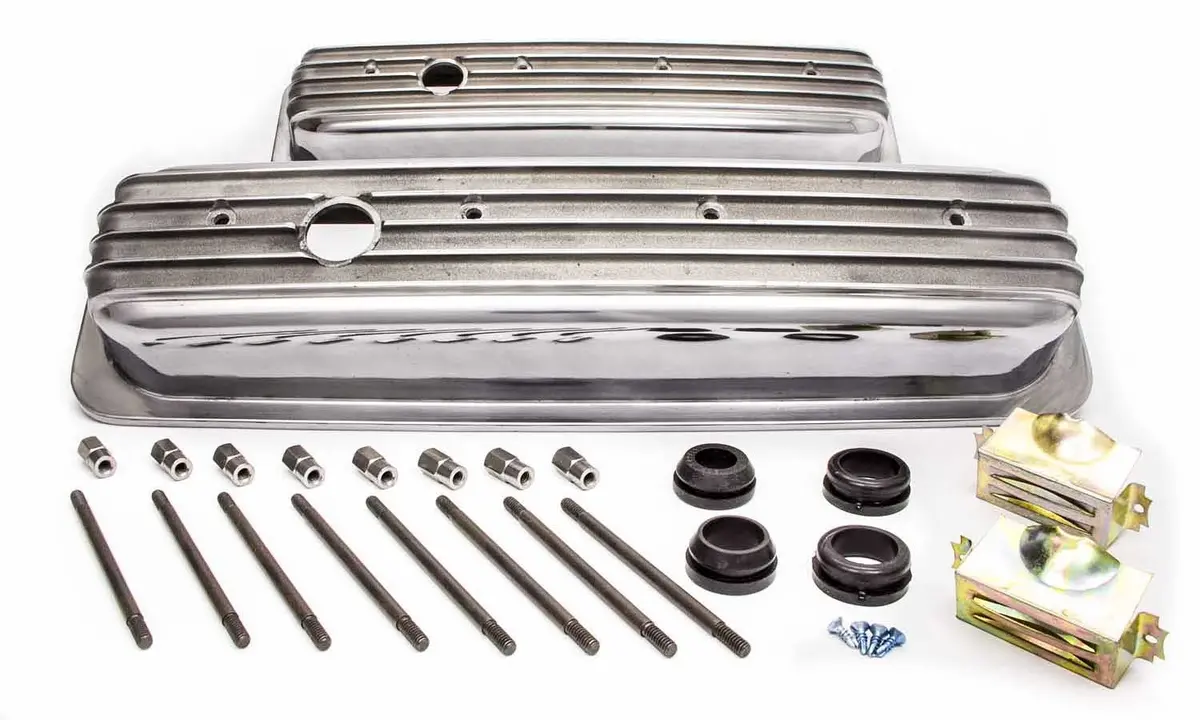 Sbc Alum Finned Short Center Bolt V/C Polished 1
