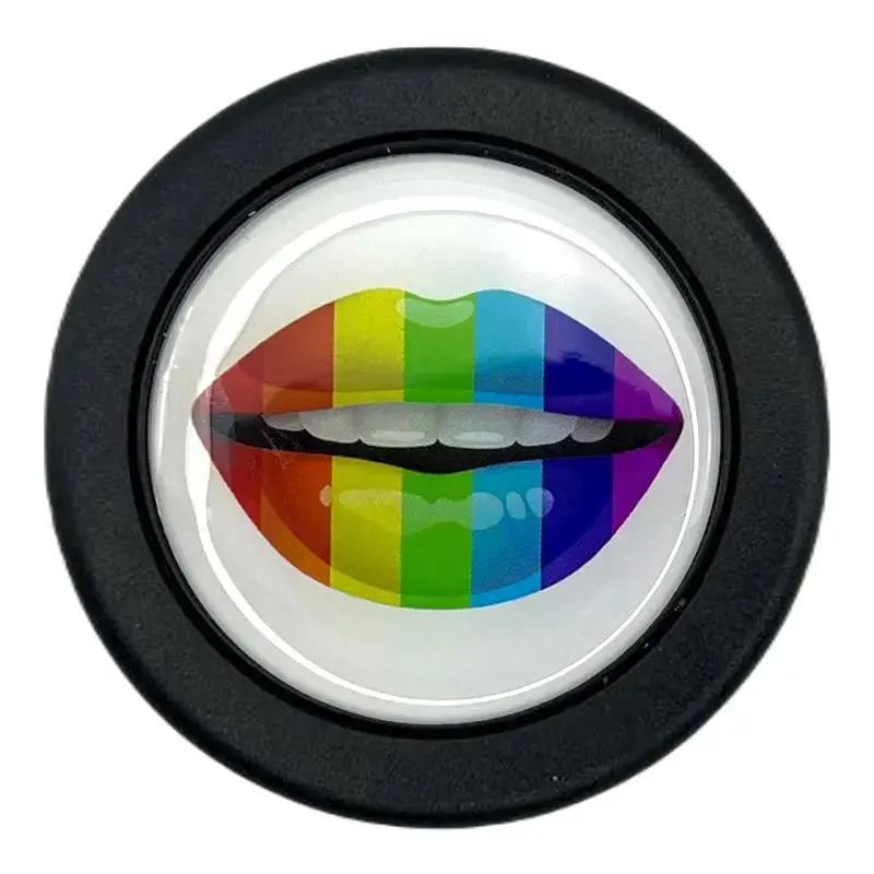 Rainbow Lips Horn Button 1