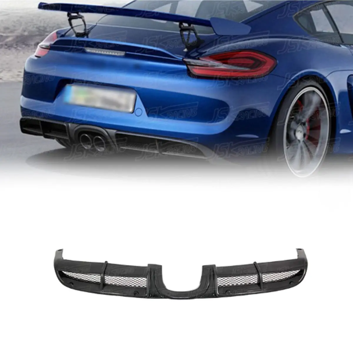 Gt4 Style Carbon Fiber Rear Bumper Diffuser Lip For Porsche Boxster Cayman 981 13-15 1