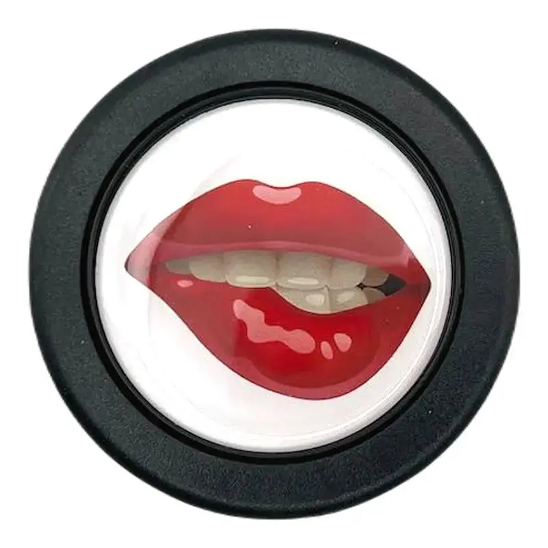 Red Lips Horn Button 1