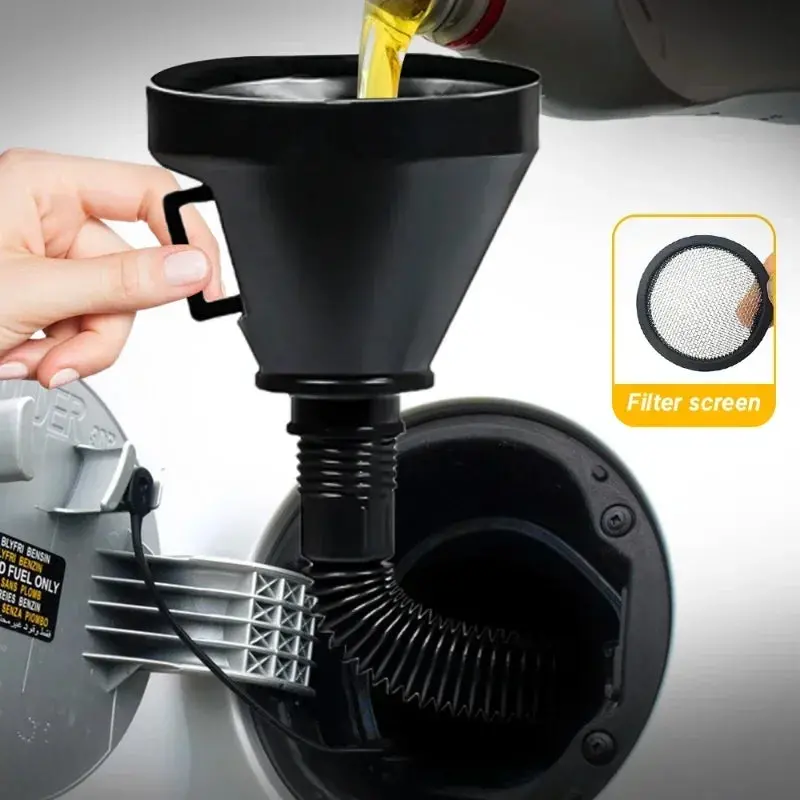 Dyp Large Funnel With Spout And Filter  To Easily Pour Oil In Cars, Motorcycles, Trucks Engines Or To Pour Gasoline, Water, Coolant In Cars 1