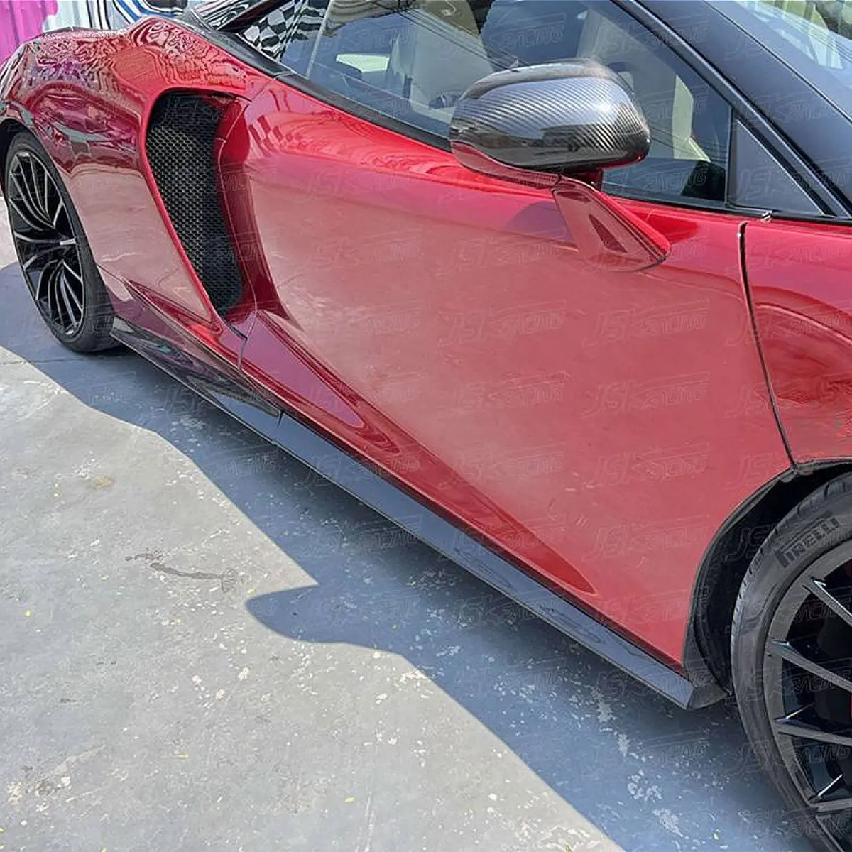 V2 Style Dry Carbon Fiber Side Skirt Door Extensions Set For Mclaren Gt 1
