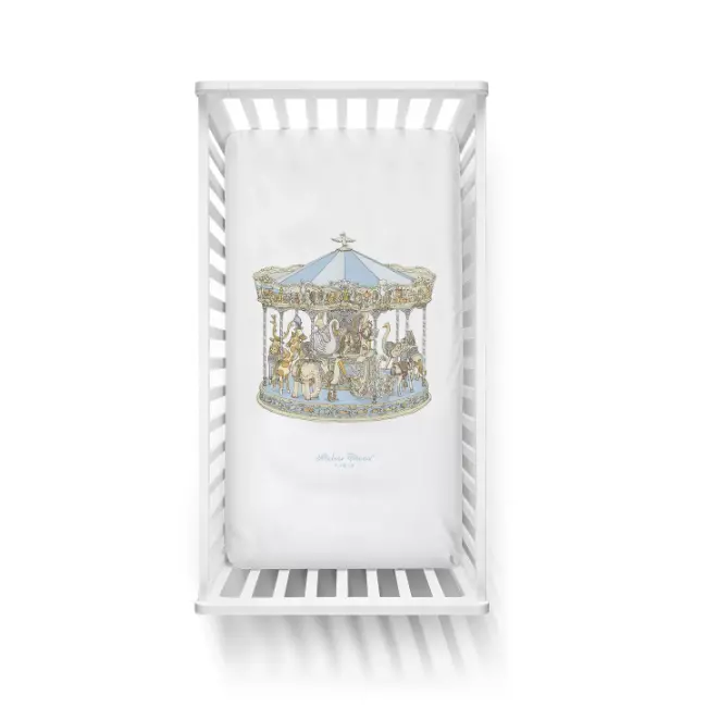 Fitted Sheet Satin - Carousel Blue 1