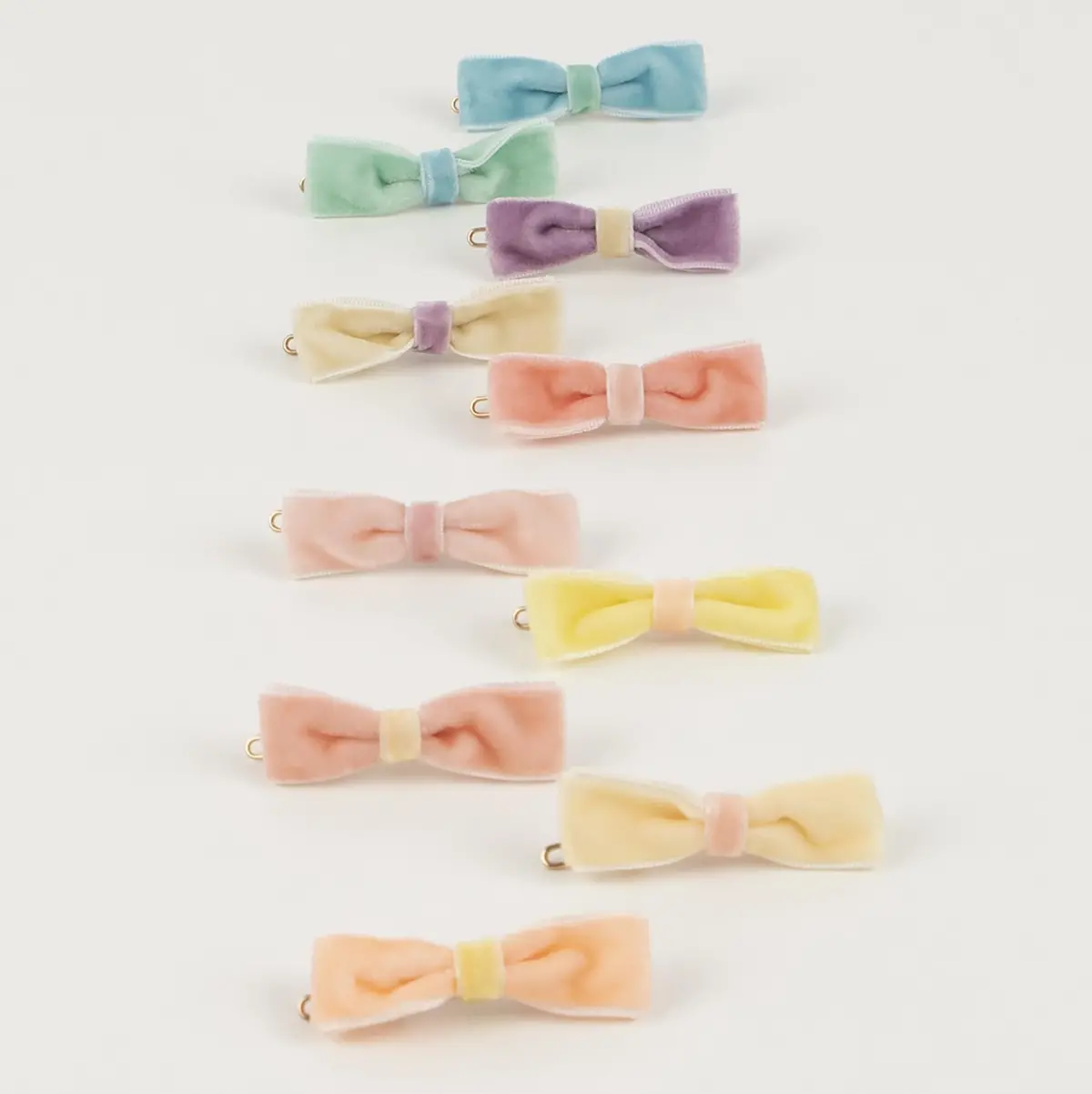 Pastel Velvet Mini Bow Clips 1