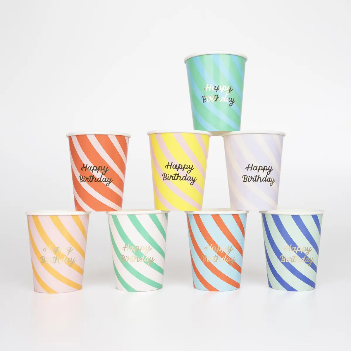 Stripe Happy Birthday Cups 1