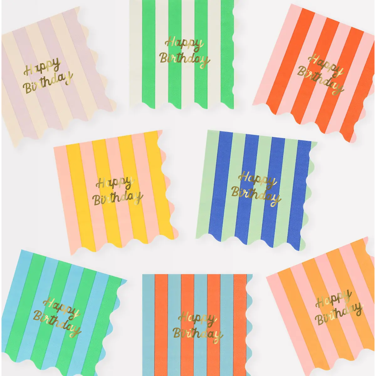 Stripe Happy Birthday Small Napkins 1