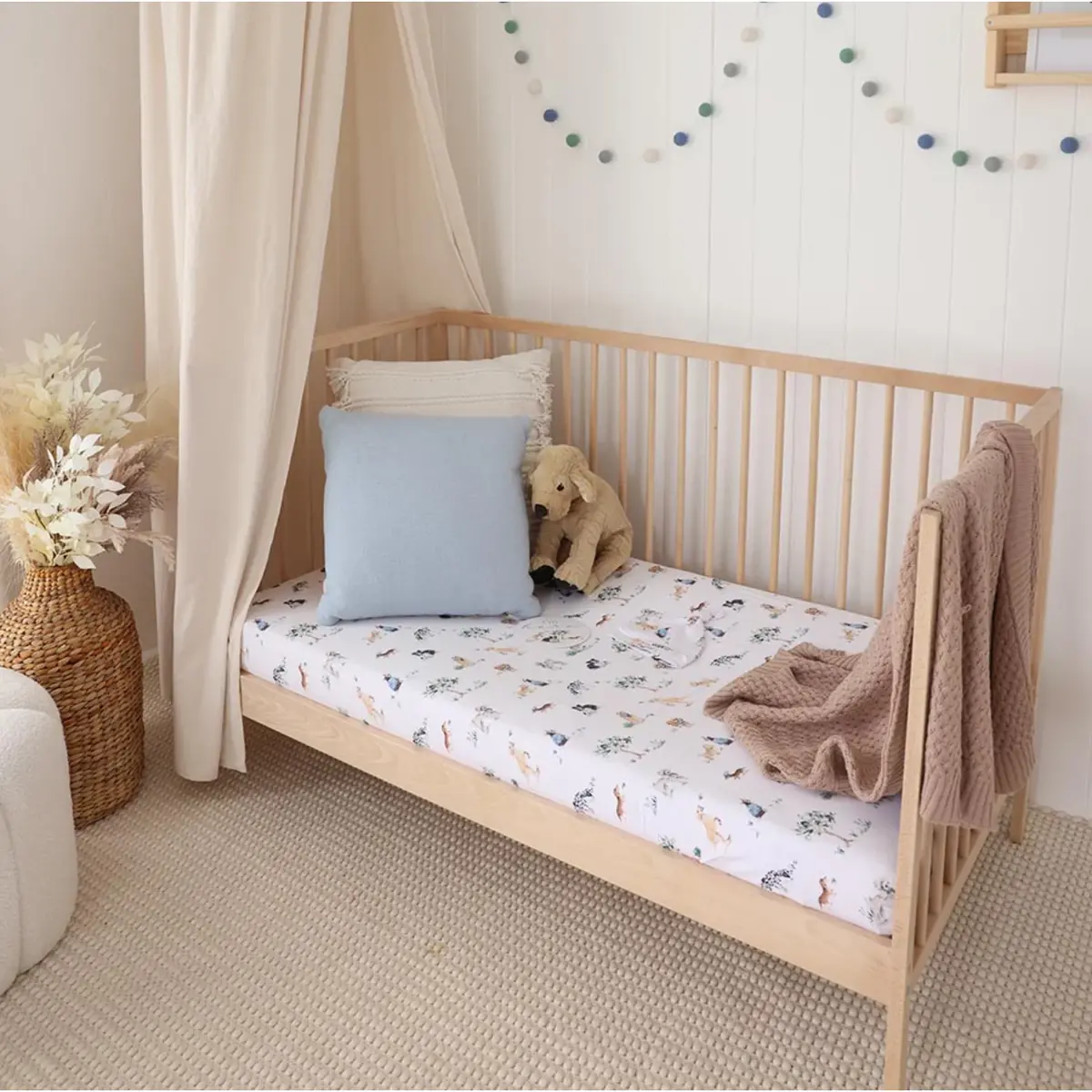 Dog Park Fitted Cot Sheet 1