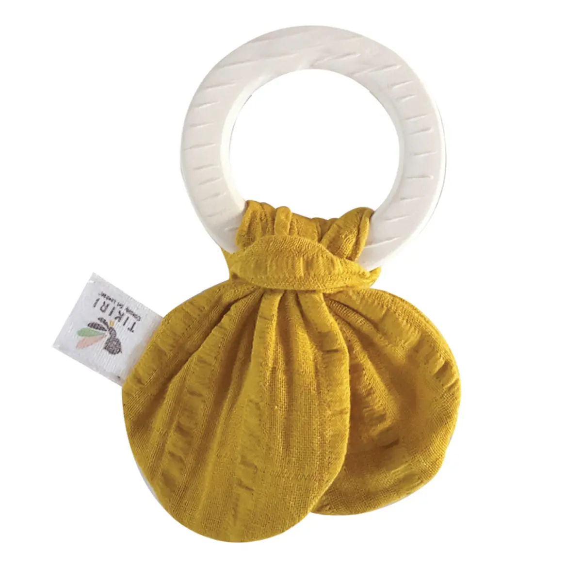 Natural Rubber Teether With Muslin Tie 1