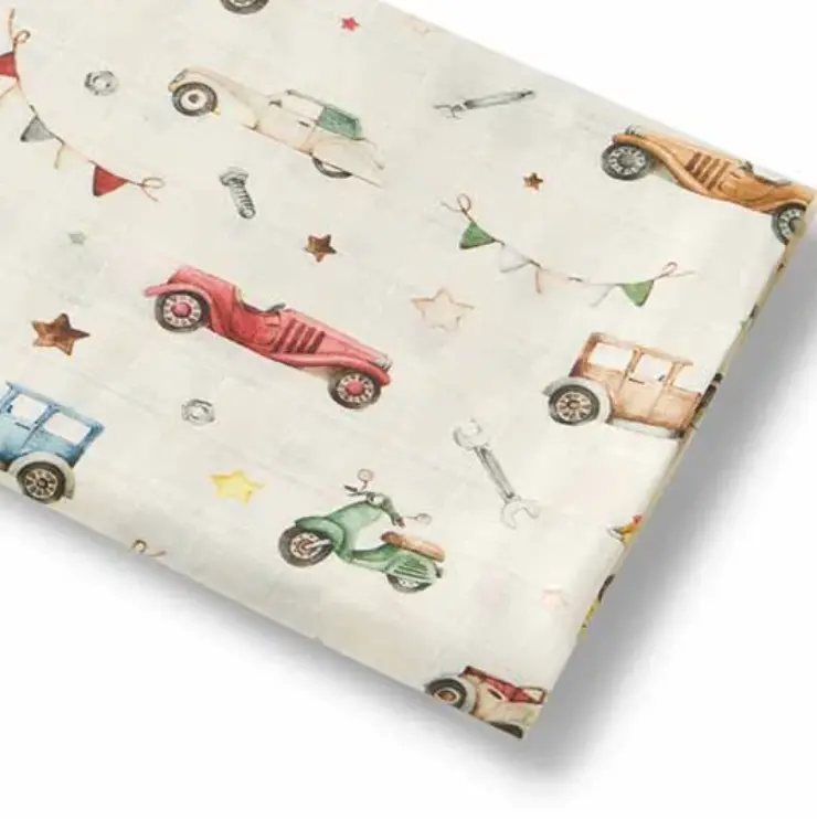 Vintage Cars Organic Muslin Wrap 1