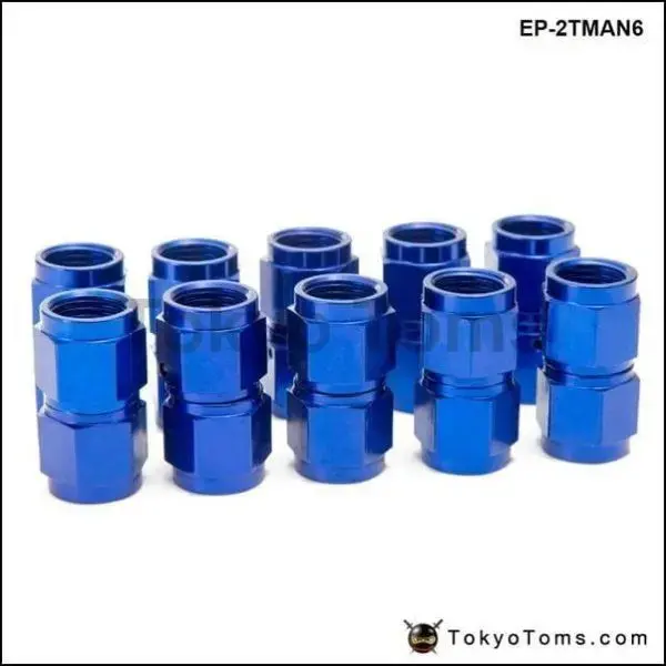 10Pcs/Set Blue An6 Universal Fuel Oil Fitting Aluminum Hose End Adaptor 2 Side Female Fitting 1