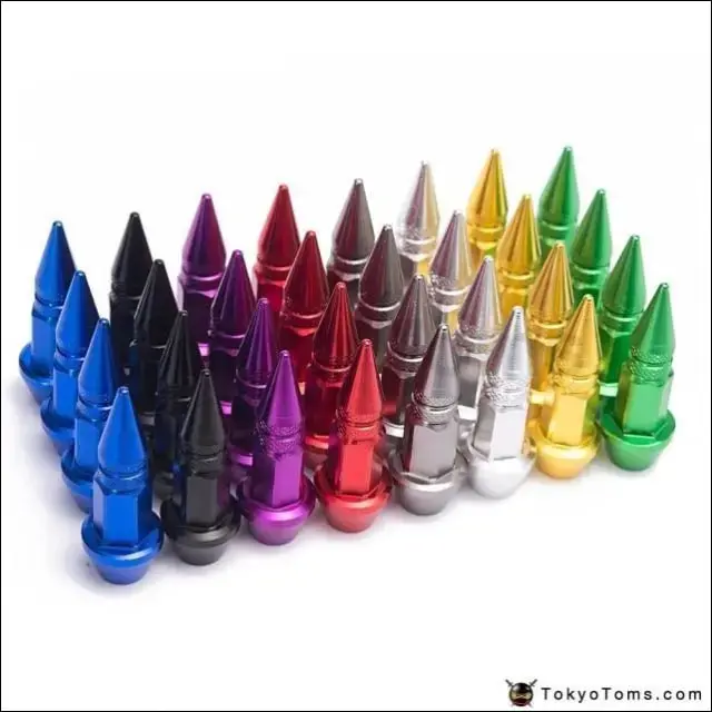 4Pcs/Set Spike Shape Auto Bicycle Tire Valve Cap Valve Stem Caps Wheel Rims Lug Nuts 1