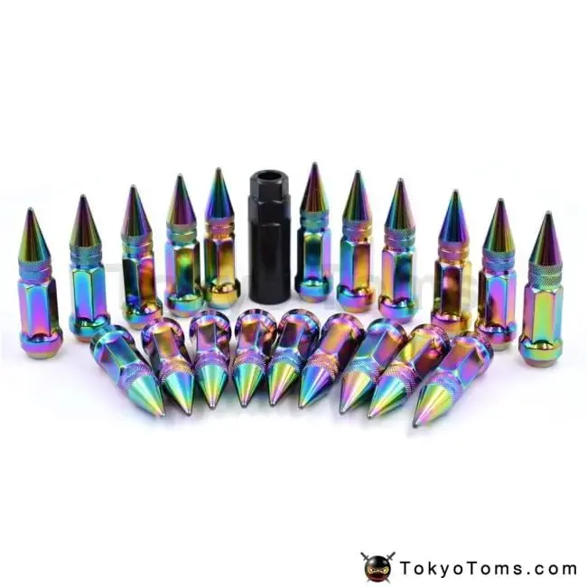80Mm Chromium Rainbow Steel Racing Car Wheel Rims Lug Nuts Extended Tuner Nuts 20Pcs/Set 1