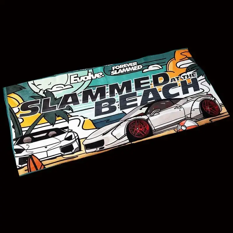 Slammed At The Beach Super Car Towel 75Cm X 35Cm 1