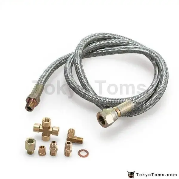 36"Braided Stainless Steel Turbo Charge 1/8 Npt Fitting Oil Feed Line For T3/T4 Turbocharge 1