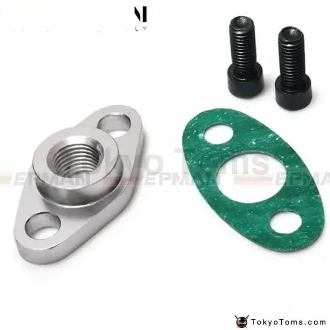 Cnc Billet Turbo Oil Feed Flange 1/4 Restrictor Garrett T3/T4r Turbocharger 1