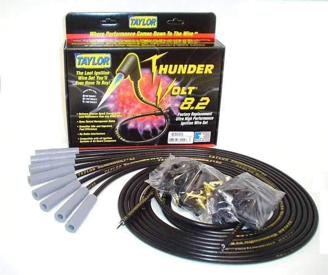 Taylor Univ Thundervolt Plug Wire Set 180 Deg Black 1
