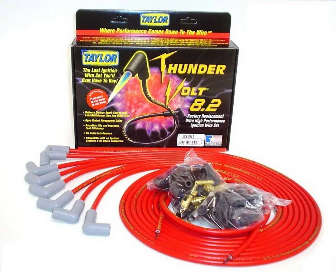 Taylor Univ Thundervolt Plug Wire Ste 90 Deg Red 1
