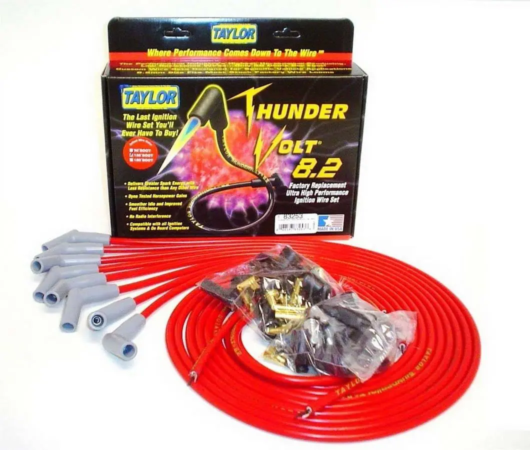 Taylor Univ Thundervolt Plug Wire Set 135 Deg Red 1