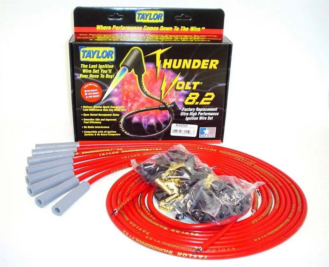 Taylor Univ Thundervolt Plug Wire Set 180 Deg Red 1
