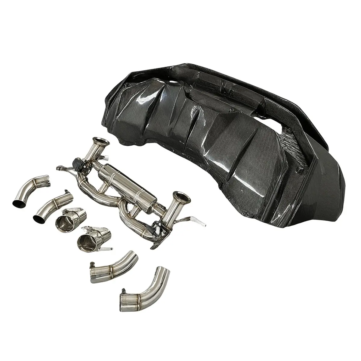 Tecnica Style Dry Carbon Fiber Rear Bumper Exhaust Kit For Lamborghini Huracan Lp580 Lp610 Evo 1
