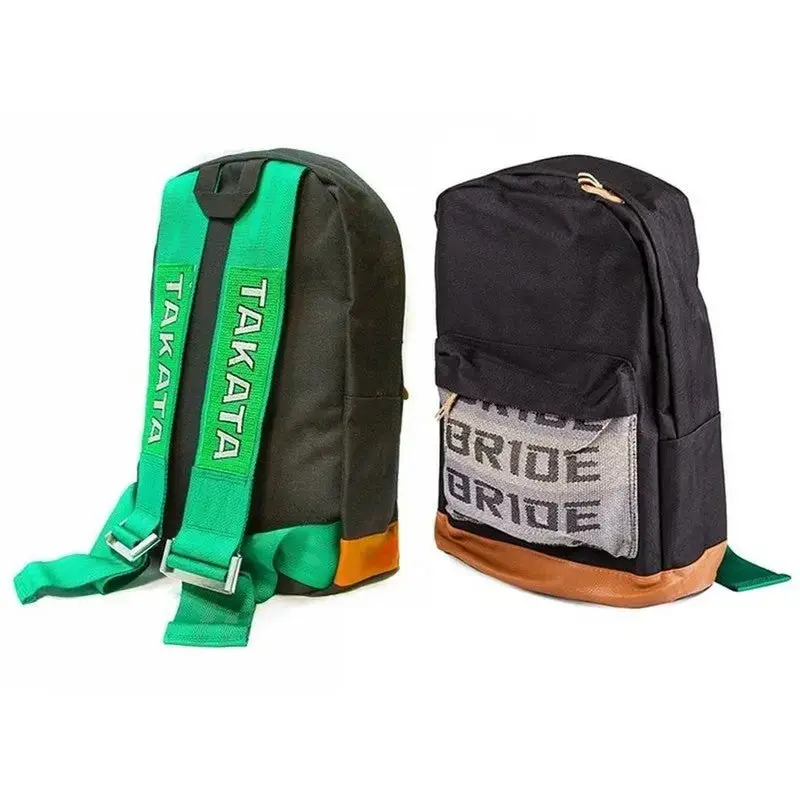 Tkt Backpack Green Strap Leather Bottom 1