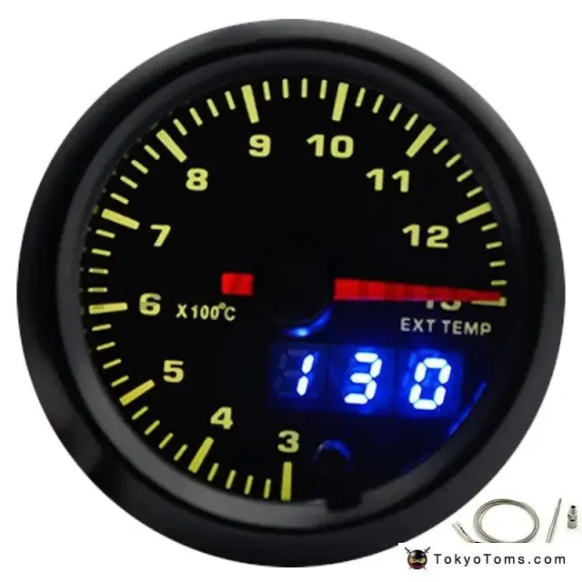 2" 52Mm 7 Colors Led Dual Display Boost/Water/Oil Temp/Oil Pressure/Volt/Air Fuel Ratio/Egt/Tachometer Car Gauge +Gauge Pods 4