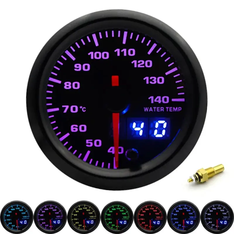 2" 52Mm 7 Colors Led Dual Display Boost/Water/Oil Temp/Oil Pressure/Volt/Air Fuel Ratio/Egt/Tachometer Car Gauge +Gauge Pods 12